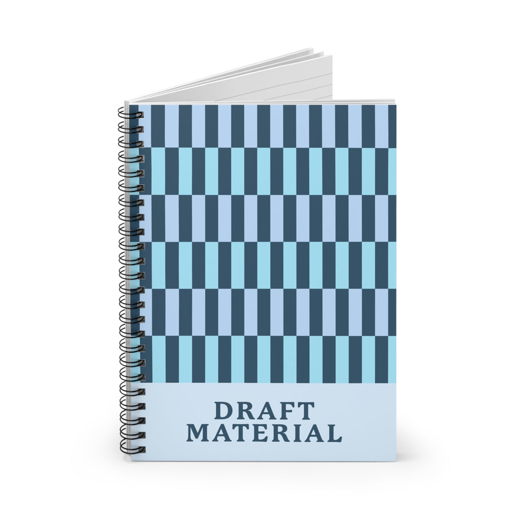 Draft Material Spiral Notebook — Blue Checker Ruled Journal for Notes & Sketches