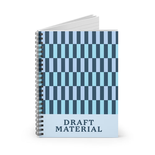Draft Material Spiral Notebook — Blue Checker Ruled Journal for Notes & Sketches