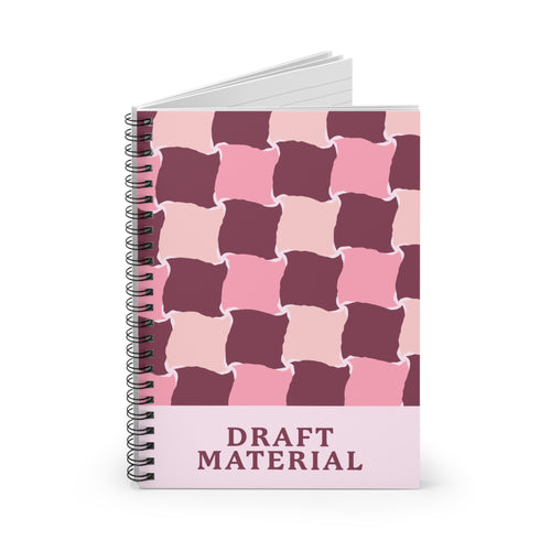 Draft Material Spiral Notebook — Pink Geo Pattern Ruled Journal