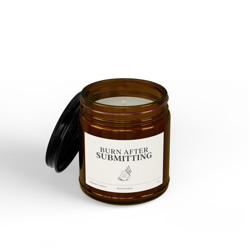 Scented Soy Candle — “Burn After Submitting” Amber Jar (4oz & 9oz)