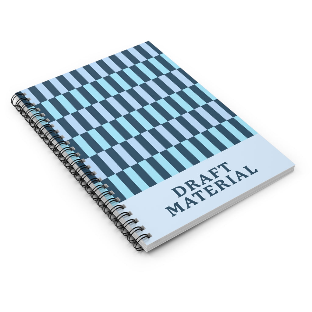 Draft Material Spiral Notebook — Blue Checker Ruled Journal for Notes & Sketches