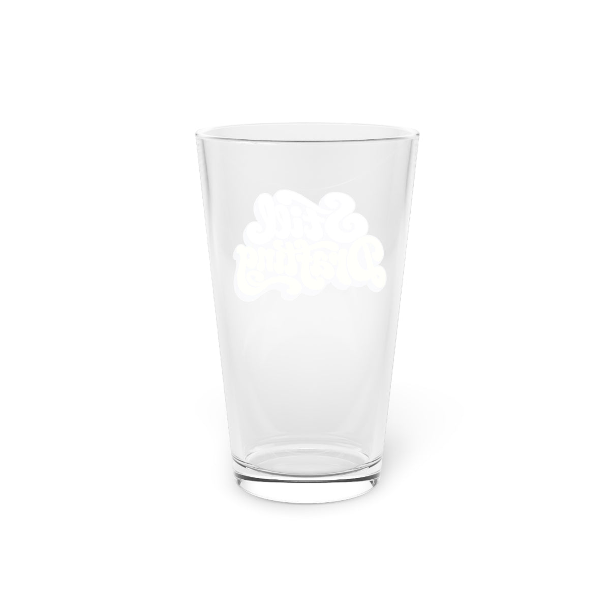 Still Drafting Pint Glass — 16oz Retro Script Beer Glass, Blue & Yellow