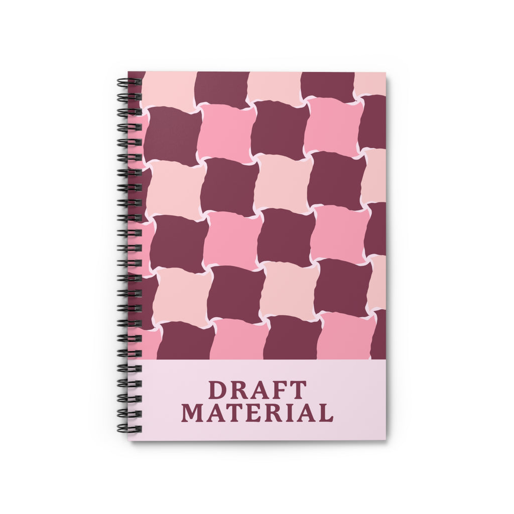 Draft Material Spiral Notebook — Pink Geo Pattern Ruled Journal